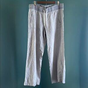 Athleta Light Gray soft Linen Pants , wide leg , draw string waist